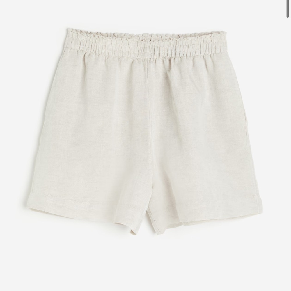 Beige Elastic Waist Pants